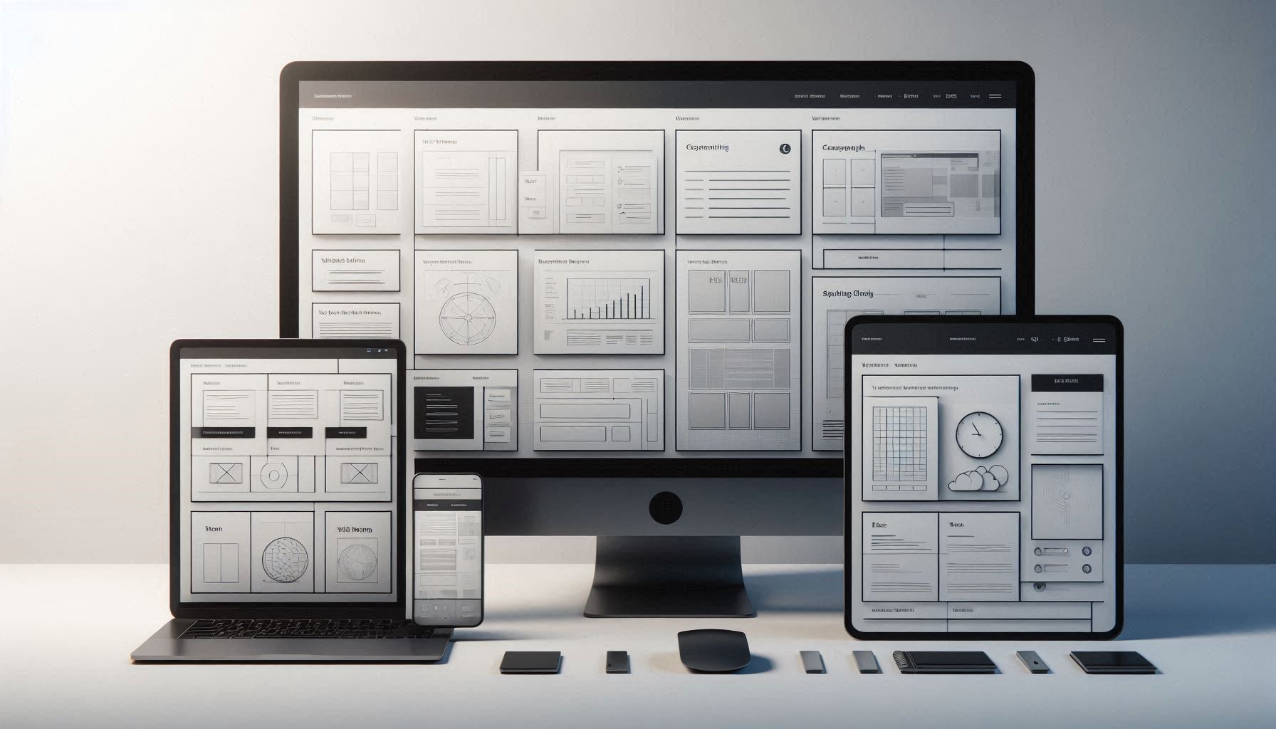 Modern website wireframe representing an AI-search-ready site structure